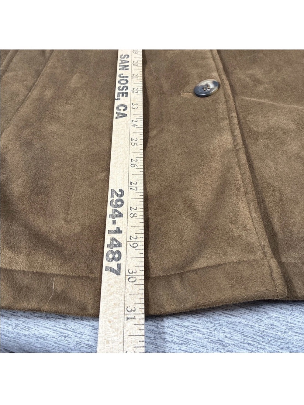 Jones NY Brown Trench Women XL Rich Earthy Brown Vegan Faux Suede Strong Femme - Picture 14 of 15